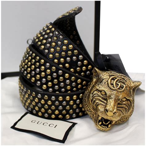 gucci feline head belt for sale|Gucci Feline Head Accent Leather Belt Kit .